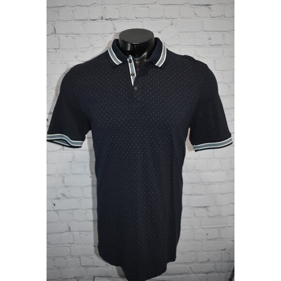 Ted Baker London Golf Polo Shirt Mens Size 5 Medium Blue Polka Dots Performance - Picture 5 of 6
